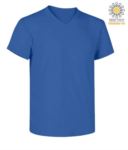 T-Shirt manica corta con scollo a V, in cotone. Colore azzurro royal X-CTU006.450