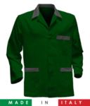 giacca da lavoro verde con inserti neri made in Italy, 100% cotone Massaua e due tasche RUBICOLOR.GIA.VEBGR