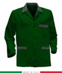 giacca da lavoro verde con inserti neri made in Italy, 100% cotone Massaua e due tasche RUBICOLOR.GIA.VEBAZ