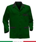 giacca da lavoro verde con inserti rossi made in Italy, 100% cotone Massaua e due tasche RUBICOLOR.GIA.VEBN