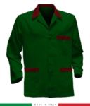 giacca da lavoro verdi con inserti grigi made in Italy, 100% cotone Massaua e due tasche RUBICOLOR.GIA.VEBRO