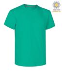 T-shirt girocollo a maniche corte uomo da lavoro in cotone, colore Emerald green PASUNSET.EMG