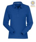 Polo manica lunga donna in cotone Piquet colore blu navy PAFLORENCELADY.AZR