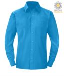 Camicia da lavoro a manica lunga colore blu cobalto da uomo X-K545.TU