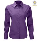Camicia da donna a manica lunga Poliestere e cotone colore viola X-K549.VI
