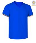 T-shirt a manica corta, con lo scollo a V, tricolore italiano sul fondo manica, colore grigio melange JR989972.AZ