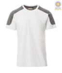 T-Shirt a maniche corte bicolore, vestibilità regular fit, girocollo. Colore: Bianco/grigio PACORPORATE.BIS