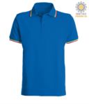 Polo manica corta con profilo tricolore sul colletto e fondo manica, in cotone. Colore blu navy JR988442.AZ