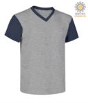 T-Shirt da lavoro scollo a V, bicolore, collo e maniche in contrasto. Colore Blu Navy/Royal JR989991.GM