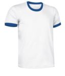 T-Shirt a maniche corte in cotone Ring-Spun, girocollo e fondo manica in contrasto, colore bianco e azzurro royal VACOMBI.BCE