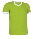 T-Shirt a maniche corte in cotone Ring-Spun, girocollo e fondo manica in contrasto, colore arancione e verde VACOMBI.VEB