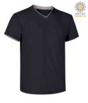 T-Shirt manica corta scollo a V, colletto interno e fondo manica in contrasto, colore azzurro royal e blu JR992036.BLG