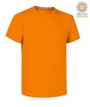 Man short sleeved crew neck cotton T-shirt, color orange