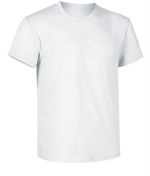T-shirt, ribbed collar with elastane, color white