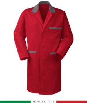 camice da lavoro per uomo in cotone colore rosso/grigio made in Italy