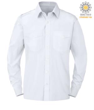 Camicia da uomo a manica lunga 100% cotone colore bianco