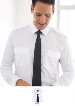 Camicia a manica lunga con doppio polsino per gemelli, 100% cotone, con tessuto stira facile.