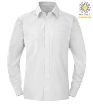 Camicia da divisa da lavoro a manica lunga colore bianco con taschino