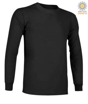 Long-sleeved, fire-retardant and antistatic long-sleeved T-Shirt, crew neck, elasticated cuffs, certified ASTM F1959-F1959M-12, EN 1149-5, CEI EN 61482-1-2:2008, EN 11612:2009, co black