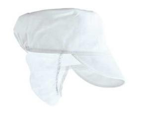 Hat for food industry, elasticated back, mesh back collar, color white