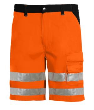 Bermuda shorts high visibility multi-pocket two-tone with double band on the legs, certified EN 20471, Color orange