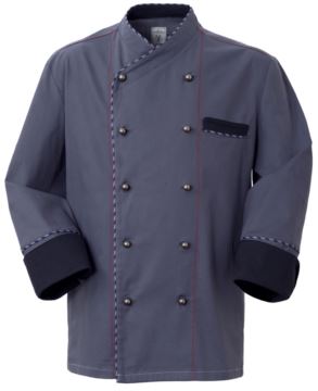 Chef jacket, front closure with double breasted buttons, left side pocket, three-quarter length sleeve, color grey 