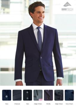 Elegant uniform jacket with two button closure, polyester fabric and wool, with stain-resistant treatment. Wholesale only. Get a free quote.
