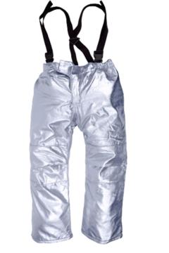 Lined approach pants, heat protection, adjustable suspenders, certified EN 11612:2009, colour silver 