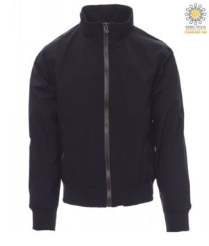 Men summer jacket with elasticated rib cuffs and waist; two zipped pockets. Color: navy blue