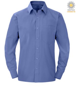 men long sleeved shirt in Blue polyester and cotton