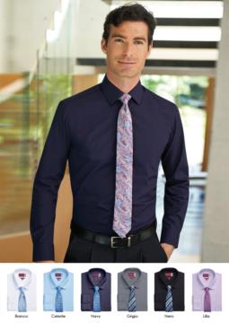 Elegant men shirt in easy to iron fabric, cotton and polyester. Available in White, Black, Light Blue, Lilac, Navy and Grey.