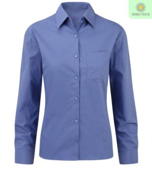 elegant shirt color Blue women 100% cotton