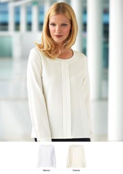Polyester and elastane shirt, with rear zip, available in white and cream. Ideal for receptionists, hostesses, hoteliers.