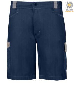 Ripstop tear proof shorts in fabric, multi-card. Colour: blue/grey