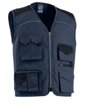summer multi pocket vest in beige with polyester and cotton badge holder