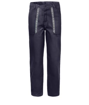 Pantaloni da lavoro con dettagli bicolore in contrasto sulle tasche. Colore: Blu/Grigio