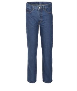 Pantaloni da lavoro in jeans 100% Cotone, colore blu denim