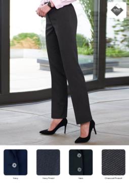 Pantalone elegante da donna in Poliestere, viscosa ed Elastane, tessuto in teflon antimacchia. Ideale per receptionist, hostess, hotellerie.