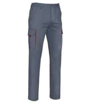 Pantaloni multitasche grigio/rosso