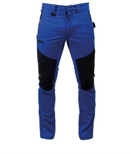 Pantaloni multitasche elasticizzati bicolore