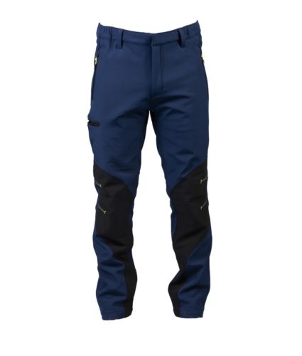 Pantaloni multitasche uomo softshell blu navy