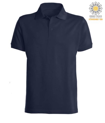 Polo a maniche corte con fondo manica in costina in cotone. Colore Blu Navy