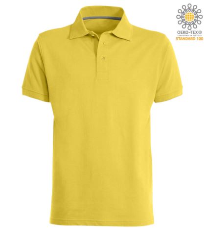 Polo manica corta chiusura tre bottoni, 100% Cotone, colore giallo