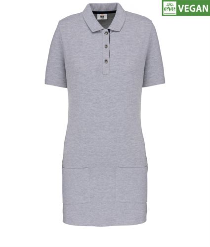 Polo lunga a maniche corte donna Grigio/Blu Navy