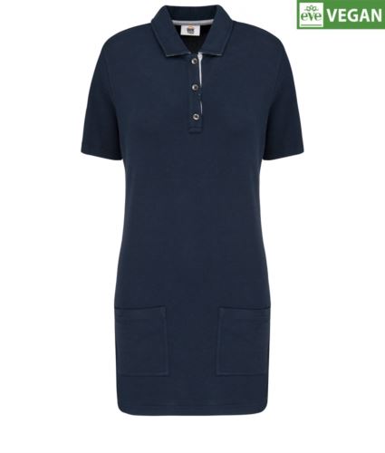 Polo lunga a maniche corte donna Blu Navy/Grigio