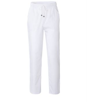 Trousers with contrasting two tone details on the pockets. Colour: white