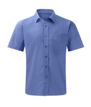 men shirt short sleeve color blue 100% cotton