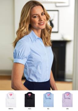 Polyester and cotton uniform shirt with covered buttons. Clothing for receptionists, hostesses, hoteliers. Ask for a free quote