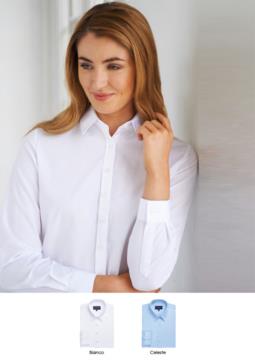 Elegant shirt for women, polyester and cotton, in easy iron fabric and easy fit. Ideal for receptionists, hostesses and hoteliers