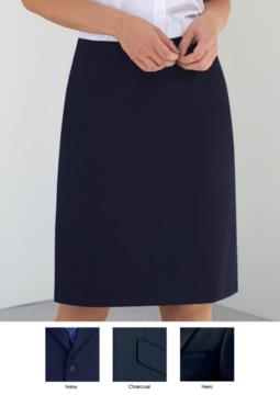 Knee-length skirt in polyester and viscose, available in navy and black. Ideal for receptionists, hostesses, hoteliers. 